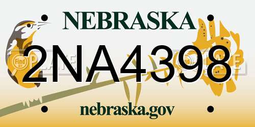 2NA4398 Nebraska License Plate