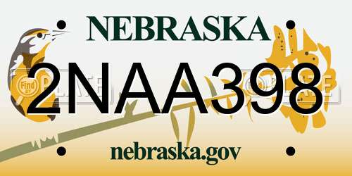 2NAA398 Nebraska License Plate