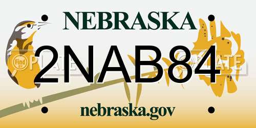2NAB84 Nebraska License Plate