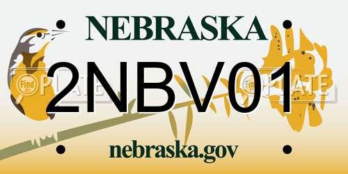 2NBV01 Nebraska License Plate