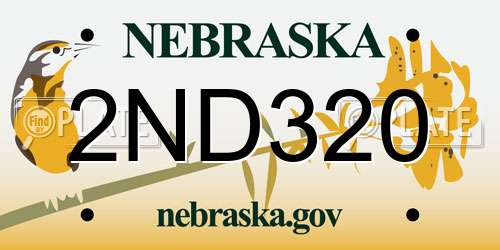 2ND320 Nebraska License Plate
