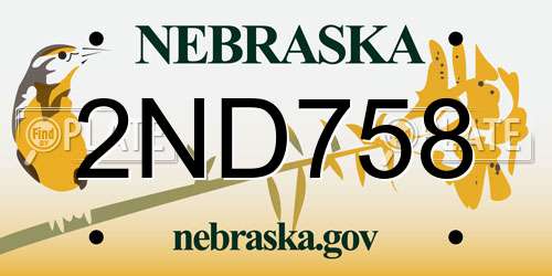 2ND758 Nebraska License Plate