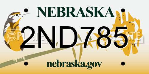 2ND785 Nebraska License Plate