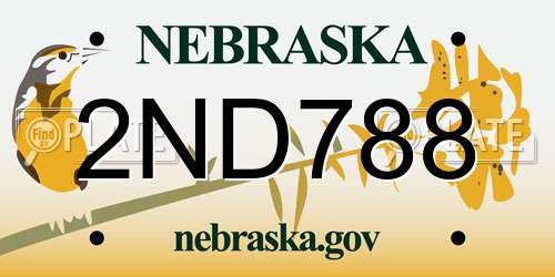 2ND788 Nebraska License Plate