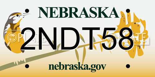 2NDT58 Nebraska License Plate