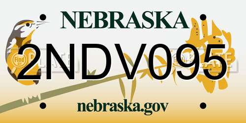 2NDV095 Nebraska License Plate