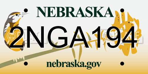 2NGA194 Nebraska License Plate