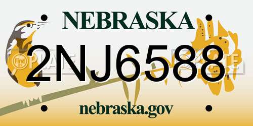 2NJ6588 Nebraska License Plate