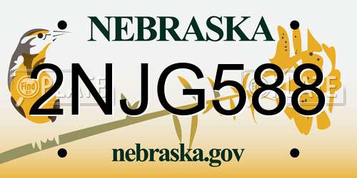 2NJG588 Nebraska License Plate