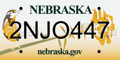 2NJO447 Nebraska License Plate