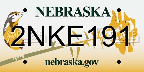 2NKE191 Nebraska License Plate
