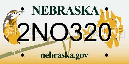 2NO320 Nebraska License Plate