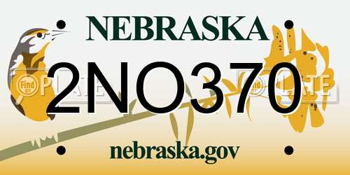 2NO370 Nebraska License Plate