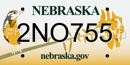 2NO755 Nebraska License Plate