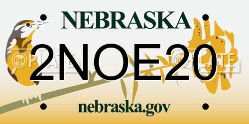 2NOE20 Nebraska License Plate