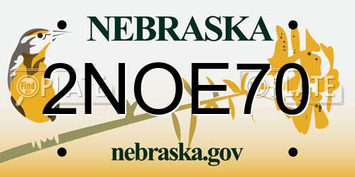 2NOE70 Nebraska License Plate