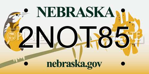 2NOT85 Nebraska License Plate