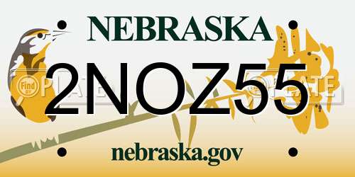 2NOZ55 Nebraska License Plate