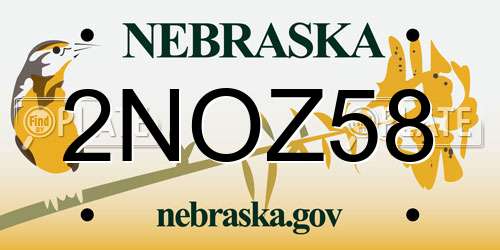 2NOZ58 Nebraska License Plate