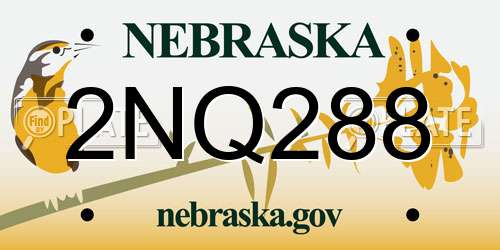 2NQ288 Nebraska License Plate