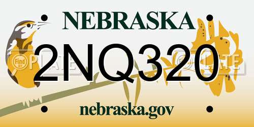 2NQ320 Nebraska License Plate