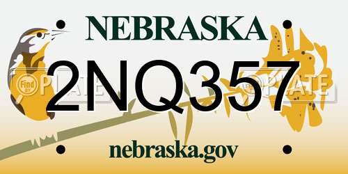 2NQ357 Nebraska License Plate