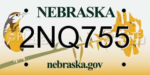 2NQ755 Nebraska License Plate