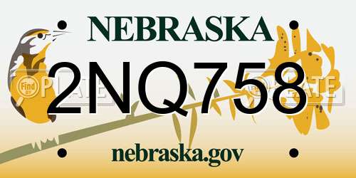 2NQ758 Nebraska License Plate