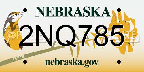 2NQ785 Nebraska License Plate