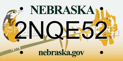 2NQE52 Nebraska License Plate