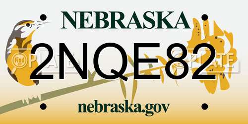 2NQE82 Nebraska License Plate