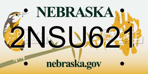2NSU621 Nebraska License Plate