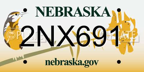 2NX691 Nebraska License Plate