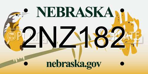 2NZ182 Nebraska License Plate