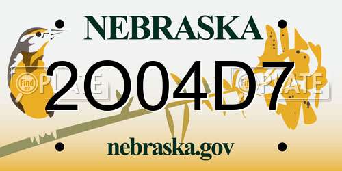 2O04D7 Nebraska License Plate