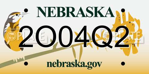 2O04Q2 Nebraska License Plate