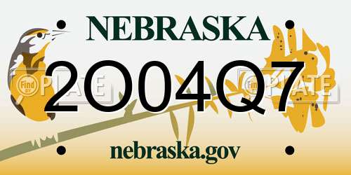 2O04Q7 Nebraska License Plate