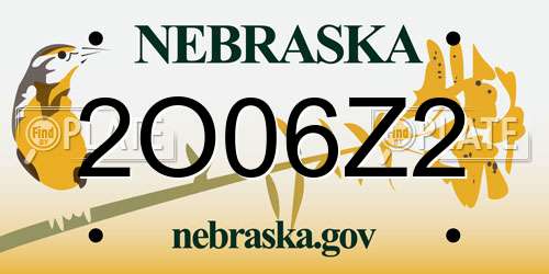 2O06Z2 Nebraska License Plate