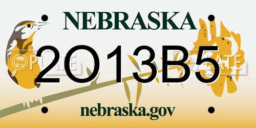2O13B5 Nebraska License Plate