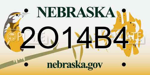 2O14B4 Nebraska License Plate