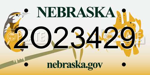 2O23429 Nebraska License Plate