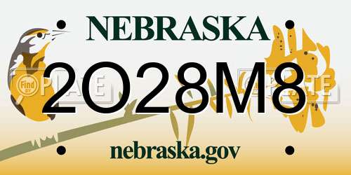 2O28M8 Nebraska License Plate