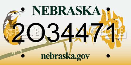 2O34471 Nebraska License Plate