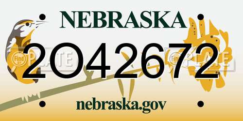 2O42672 Nebraska License Plate