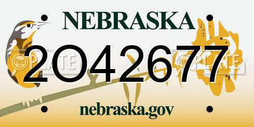 2O42677 Nebraska License Plate