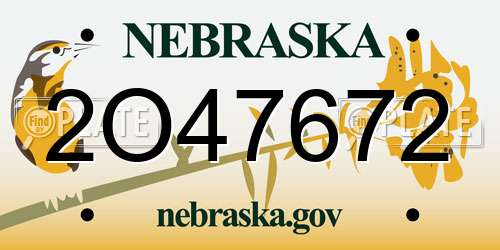 2O47672 Nebraska License Plate