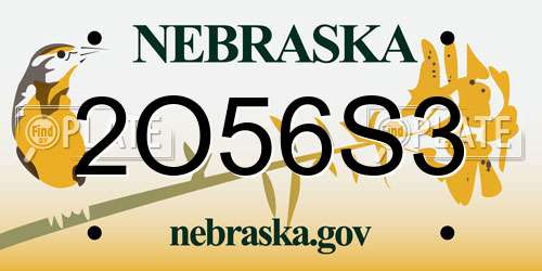 2O56S3 Nebraska License Plate