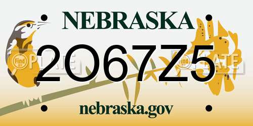 2O67Z5 Nebraska License Plate