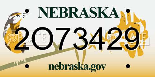 2O73429 Nebraska License Plate