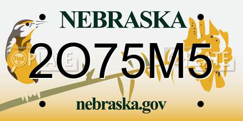 2O75M5 Nebraska License Plate